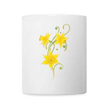 Filigree Daffodils Flowers. Spring, Easter. - Mug - white - Front
