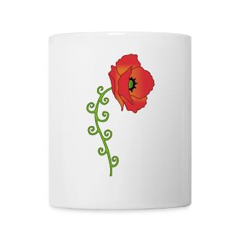 Poppy flower and spiral leaves - Mug - white - Front