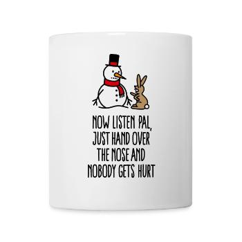 Funny Christmas Snowman Carrot Rabbit - Mug - white - Front