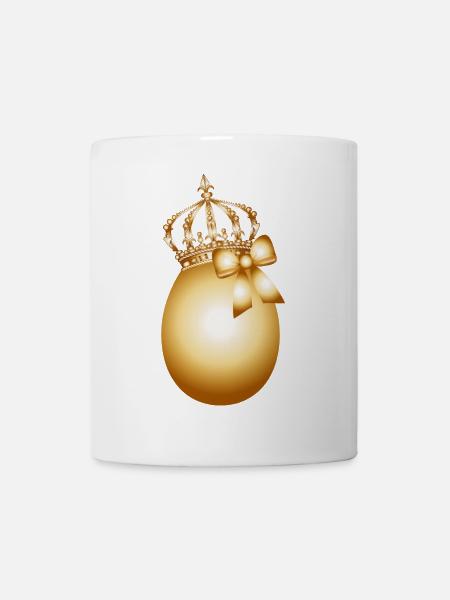 goldenes Ei mit goldener Krone und Gold Schleife - Tasse - Weiß
