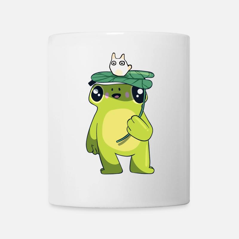 Grenouille avec feuille - Mug blanc - blanc