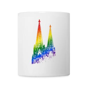 Kölner Dom LGBTQ Pride Regenbogen Silhouette Köln - Tasse - Weiß - Vorne