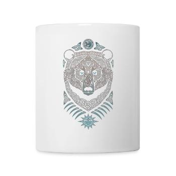Loup Celtique Mandala et Soleil - Mug blanc - blanc - Devant