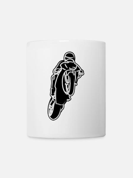 Wheelie extreme avec moto à la course - W/S - Mug blanc - blanc