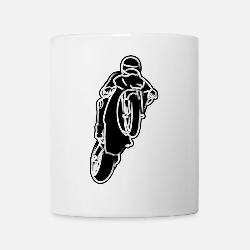 Wheelie extrem mit Motorrad beim Rennen - W/S - Tasse - Weiß