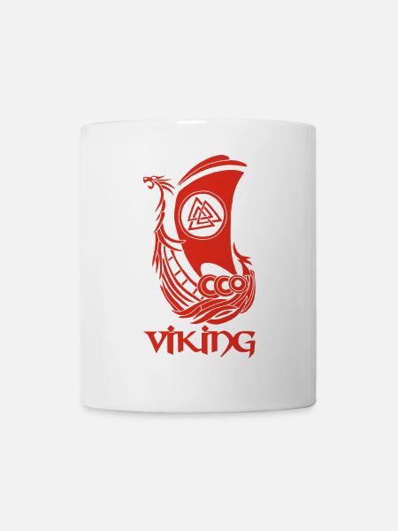 Symbole viking d'un drakkar rouge - Mug blanc - blanc