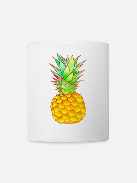 tropische Ananas farbenfroh - Tasse - Weiß