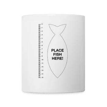 Angler Fischer Fisch Lineal Lustig Place fish here - Tasse - Weiß - Vorne