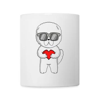 Bichon Frise avec lunettes de soleil et cœur - Mug blanc - blanc - Devant