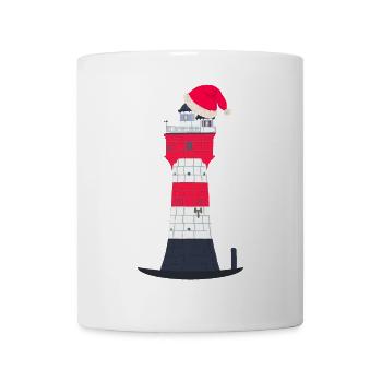 Noël, Red Sand Lighthouse avec chapeau rouge - Mug blanc - blanc - Devant