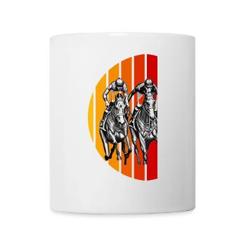 Pferderennen Vintage Zeichnung Sonnenuntergang - Tasse - Weiß - Vorne
