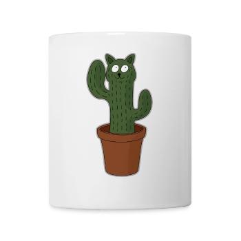 Cat as cactus in flower pot - Mug - white - Front