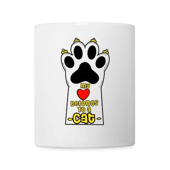 Katzenliebhaber Handdesign mit Herz - Tasse - Weiß - Vorne