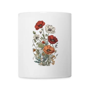 Magnifique bouquet d’herbier Boho Poppy - Mug blanc - blanc - Devant