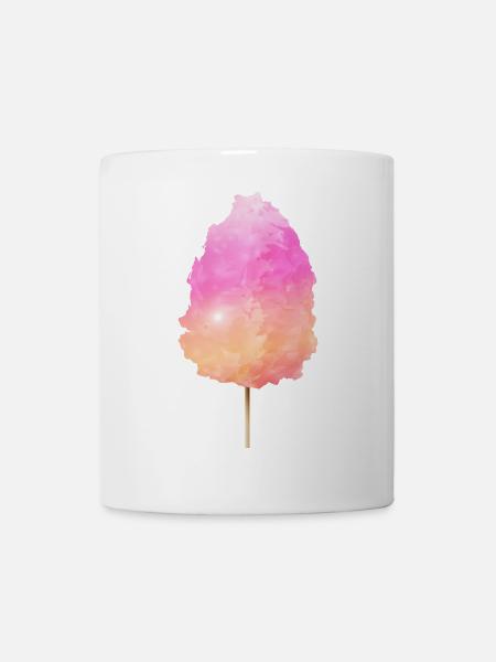 flauschige Zuckerwatte mit buntem Farbverlauf - Tasse - Weiß