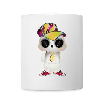 Crâne cool mignon dans le look hip hop - Mug blanc - blanc - Devant