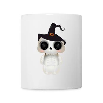 cute skull with black witch hat - Mug - white - Front