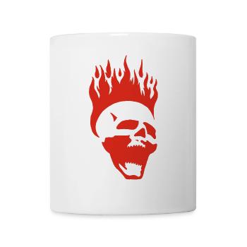 Crâne hurlant enflammé (rouge) - Mug blanc - blanc - Devant