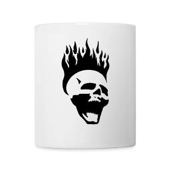 Crâne hurlant enflammé (noir) - Mug blanc - blanc - Devant