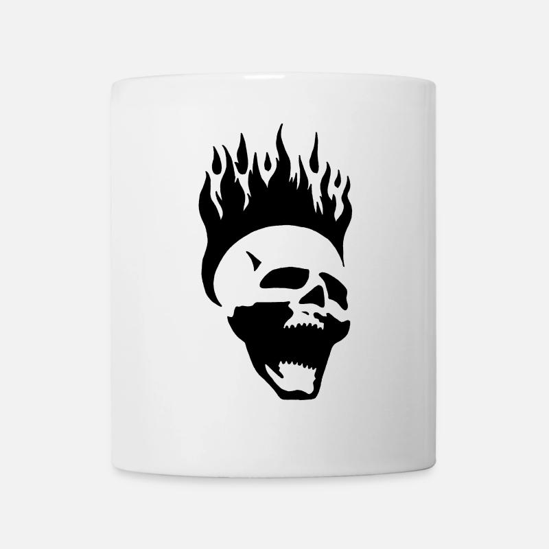 Flammender schreiender Schädel (schwarz) - Tasse - Weiß