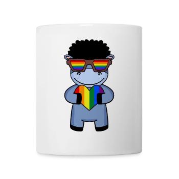 Rainbow - donkey with glasses and heart - Mug - white - Front