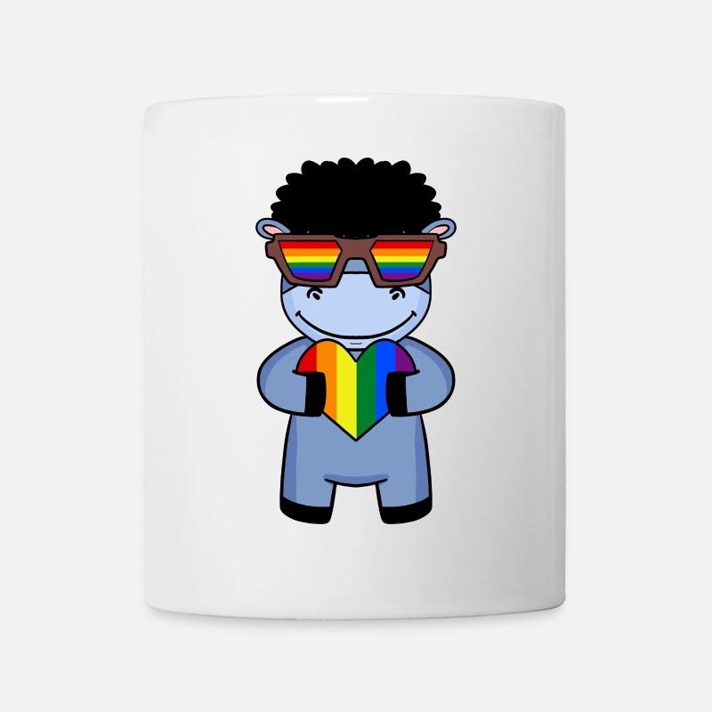 Regenbogen - Esel mit Brille und Herz - Tasse - Weiß