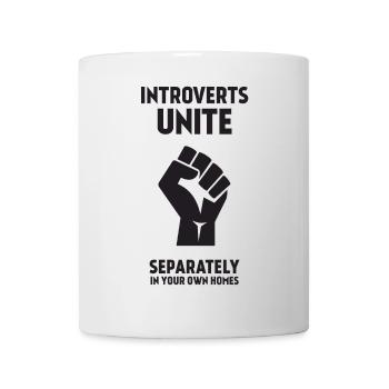 Les introvertis s’unissent - séparément dans vos propres maisons - Mug blanc - blanc - Devant