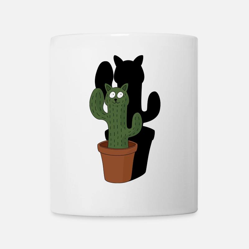 Chat comme cactus dans un pot de fleurs avec de l’ombre - Mug blanc - blanc