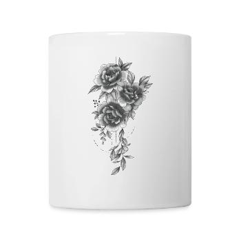 Florale dekorative rosa Pfingstrosen - Tasse - Weiß - Vorne