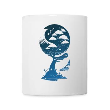 Mystischer Fantasy Baum im Mondschein - Tasse - Weiß - Vorne