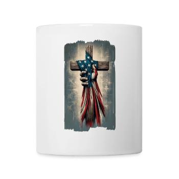 Croix de Jésus avec drapeau américain - Mug blanc - blanc - Devant