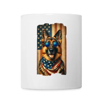 Schäferhund mit USA Flagge - Tasse - Weiß - Vorne