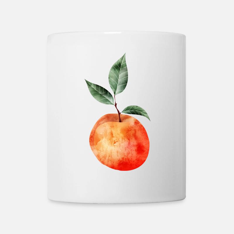 leuchtender Pfirsich mit Blätter Illustration - Tasse - Weiß