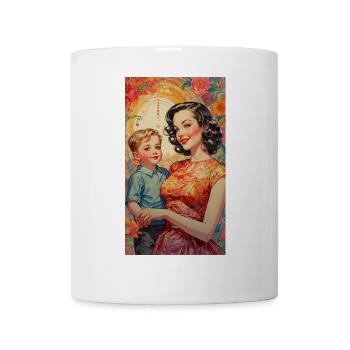 Mutter mit Kind - Retro 50er Jahre - Illustration - Tasse - Weiß - Vorne