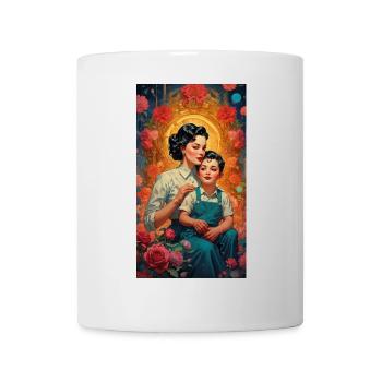 Mutter mit Kind und Rosen- Retro 50er Jahre - Tasse - Weiß - Vorne