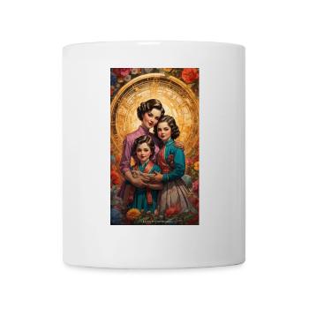 Mutter mit 2 Kindern - Retro 50er Jahre - Tasse - Weiß - Vorne