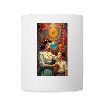 Mutter und Sohn - Retro 50er Jahre Illustration - Tasse - Weiß - Vorne