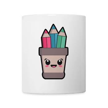 Kawaii Pencil Holder - Mug - white - Front