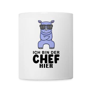 Chef Spruch mit Nashorn Motiv - Tasse - Weiß - Vorne