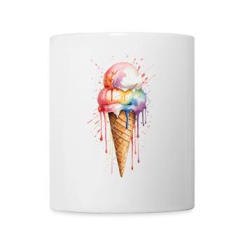 Cornet de crème glacée arc-en-ciel - Gâterie colorée - Mug blanc - blanc - Devant