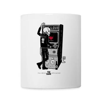 Skelett am Retro Arcade Herzschmerz - Tasse - Weiß - Vorne