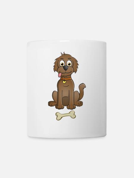 Image joyeuse d’un chien brun avec de l’os - Mug blanc - blanc
