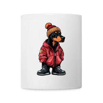 Doberman Dog Winter Fashion - Mug - white - Front