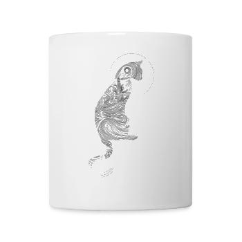 Abstrakte Katze mit Mond-Hintergrund - Tasse - Weiß - Vorne