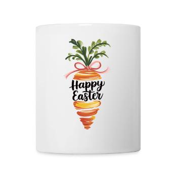 Osterfreude – Frühlingshafte Karotte mit Schleife - Tasse - Weiß - Vorne