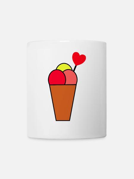 Herz im Eisbecher Eis - Tasse - Weiß