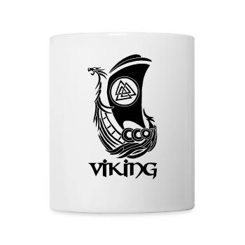 Schwarzes Wikingerschiff - Tasse - Weiß - Vorne
