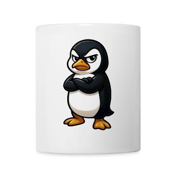 Cool penguin gamer with crossed arms - Mug - white - Front