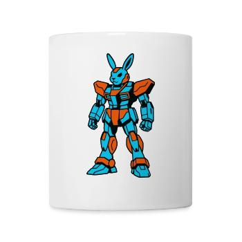 Robo Rabbit bleu orangé - Mug blanc - blanc - Devant