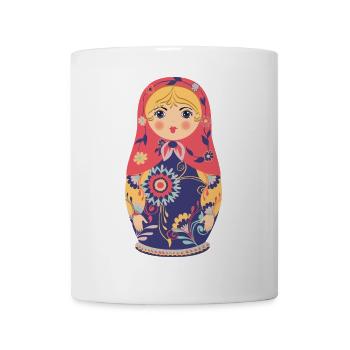 Bunte Matroschka mit Blumenmotiv - Tasse - Weiß - Vorne